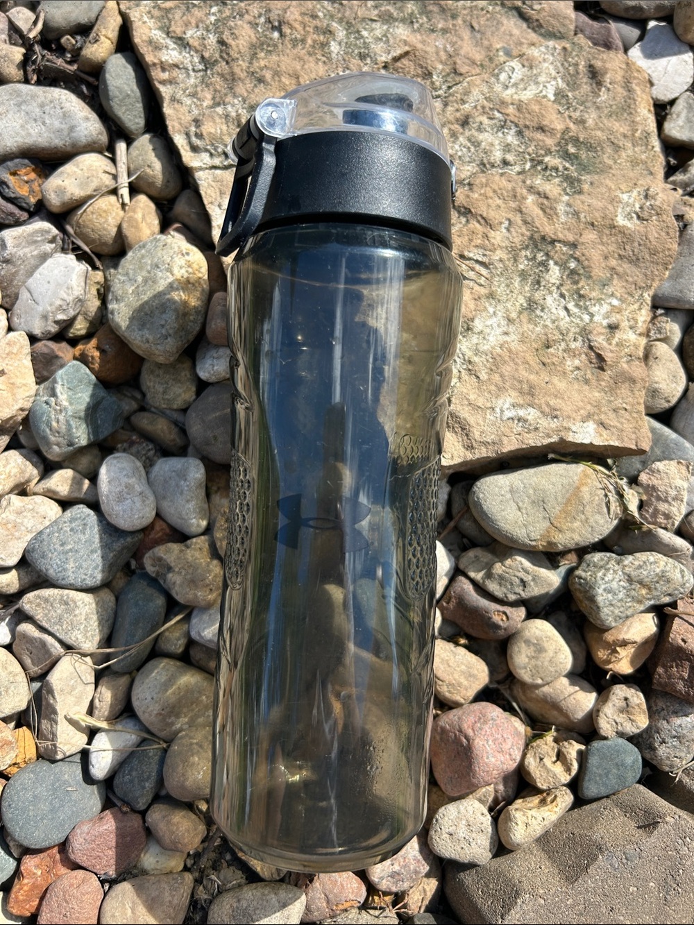 Under Armour Smoke Gray Plastic Flip Top Water Bottle 
24 oz - Picture 4 of 11